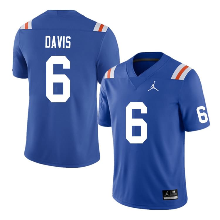 NCAA Florida Gators Shawn Davis Men's #6 Nike Blue Throwback Stitched Authentic College Football Jersey FOO0064FE